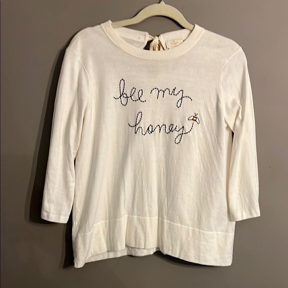 Kate Spade “Bee My Honey” White Crew Neck Sweater